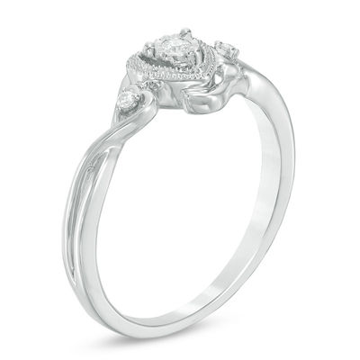 0.04 CT. T.W. Diamond Heart Promise Ring in Sterling Silver