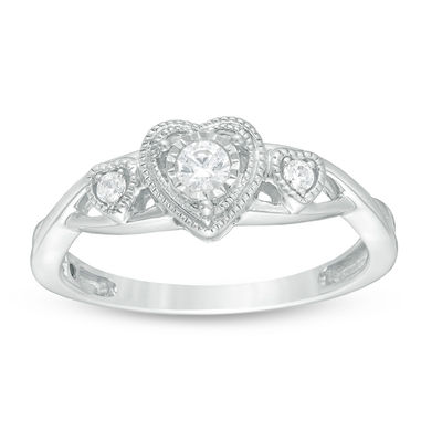 0.10 CT. T.W. Diamond Heart Promise Ring in Sterling Silver