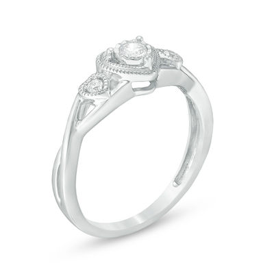 0.10 CT. T.W. Diamond Heart Promise Ring in Sterling Silver