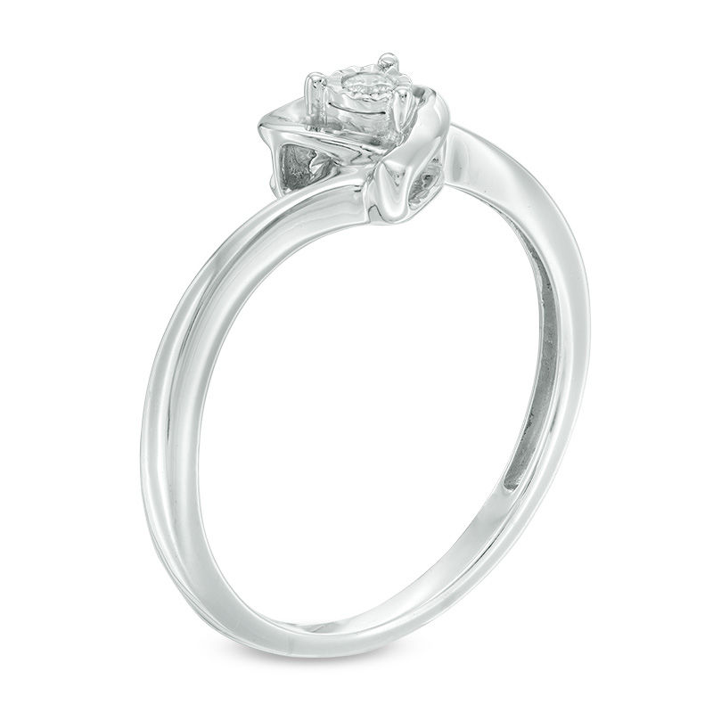 Main Image 2 of Diamond Accent Solitaire Heart Promise Ring in Sterling Silver