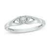 Thumbnail Image 0 of 0.04 CT. T.W. Diamond Open Leaf Vintage-Style Promise Ring in Sterling Silver