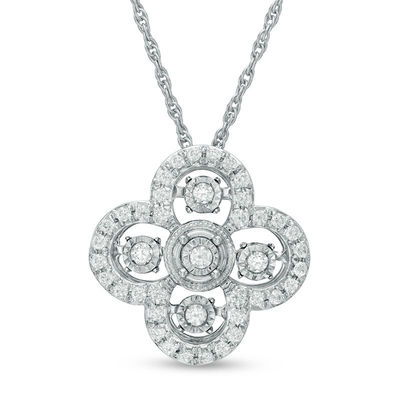 Unstoppable Love™ 0.25 CT. T.W. Diamond Clover Pendant in 10K White Gold