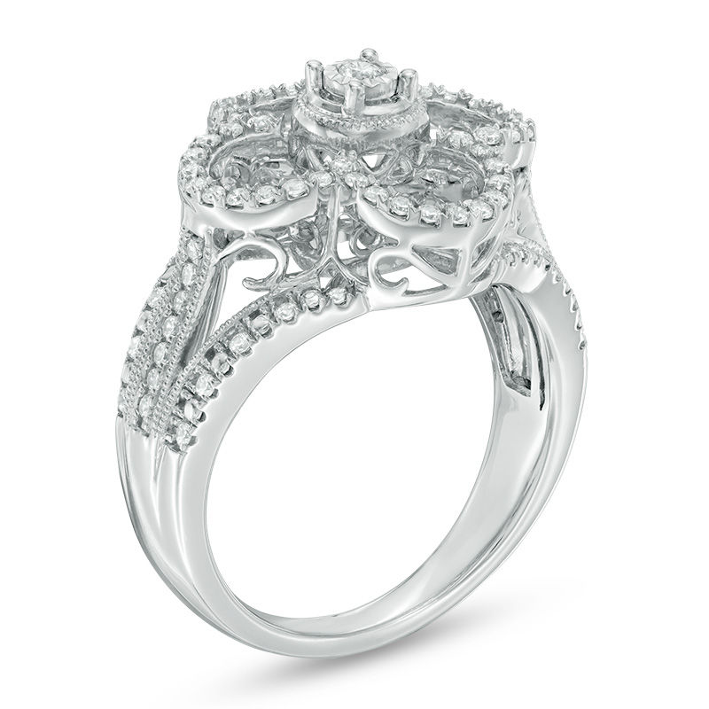 Unstoppable Love™ 0.50 CT. T.W. Diamond Clover Ring in 10K White Gold|Peoples Jewellers