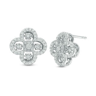 Unstoppable Love™ 0.50 CT. T.W. Diamond Clover Stud Earrings in 10K White Gold