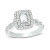Thumbnail Image 0 of Vera Wang Love Collection 0.95 CT. T.W. Emerald-Cut Diamond Twist Shank Engagement Ring in 14K White Gold