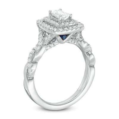 Vera Wang Love Collection 0.95 CT. T.W. Emerald-Cut Diamond Twist Shank Engagement Ring in 14K White Gold