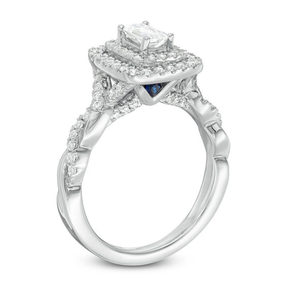 Vera Wang Love Collection 0.95 CT. T.W. Emerald-Cut Diamond Twist Shank Engagement Ring in 14K White Gold