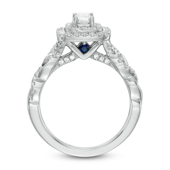 Vera Wang Love Collection 0.95 CT. T.W. Emerald-Cut Diamond Twist Shank Engagement Ring in 14K White Gold