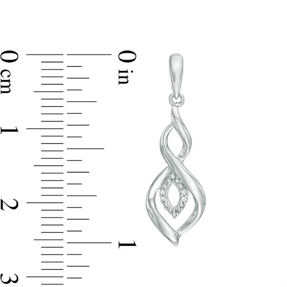 Diamond Accent Marquise Flame Twist Pendant and Drop Earrings Set in Sterling Silver