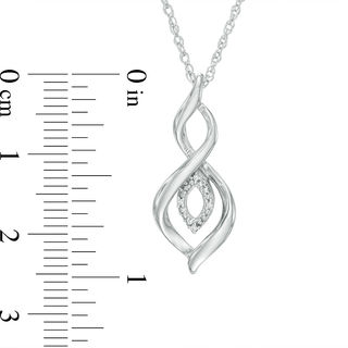 Diamond Accent Marquise Flame Twist Pendant and Drop Earrings Set in Sterling Silver