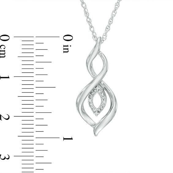 Diamond Accent Marquise Flame Twist Pendant and Drop Earrings Set in Sterling Silver