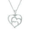 Thumbnail Image 0 of Diamond Accent Triple Heart Pendant in Sterling Silver