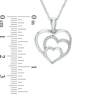 Diamond Accent Triple Heart Pendant in Sterling Silver