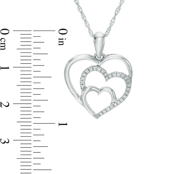 Diamond Accent Triple Heart Pendant in Sterling Silver