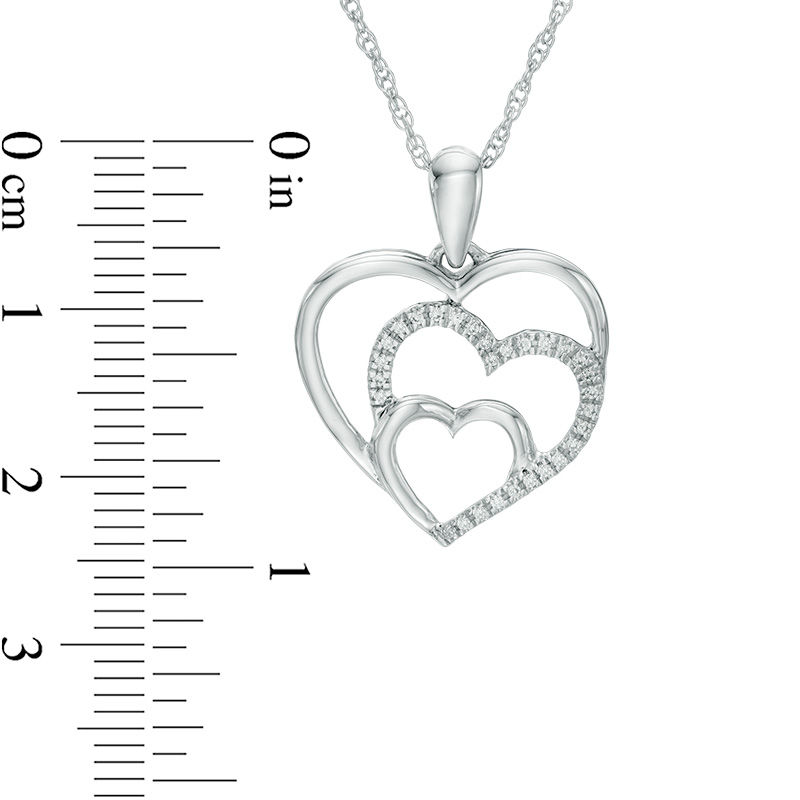Diamond Accent Triple Heart Pendant in Sterling Silver|Peoples Jewellers
