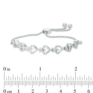 Diamond Accent Heart Bolo Bracelet in Sterling Silver - 9.5"