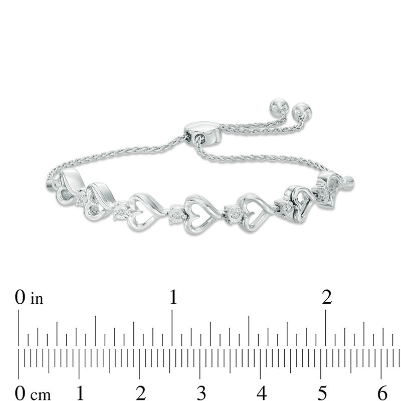 Diamond Accent Heart Bolo Bracelet in Sterling Silver - 9.5"|Peoples Jewellers