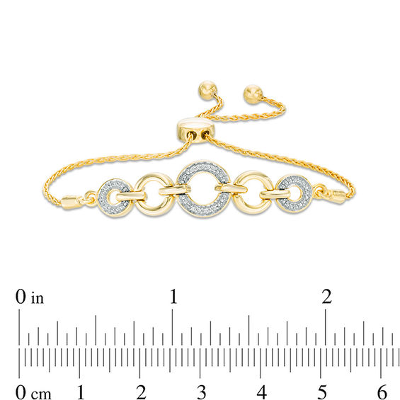 Diamond Accent Alternating Circle Bolo Bracelet in Sterling Silver with 14K Gold Plate - 9.5"