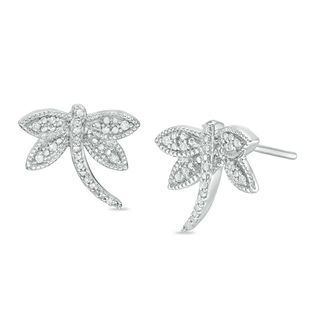 0.06 CT. T.W. Diamond Dragonfly Stud Earrings in Sterling Silver