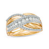 0.33 CT. T.W. Diamond Layered Crossover Ring in 10K Gold