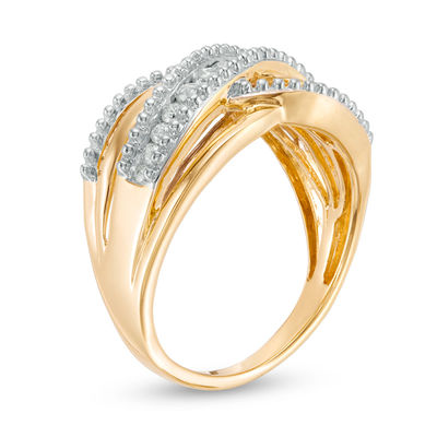 0.33 CT. T.W. Diamond Layered Crossover Ring in 10K Gold