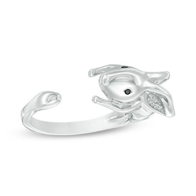 0.04 CT. T.W. Enhanced Black and White Diamond Rabbit Wrap Ring in Sterling Silver