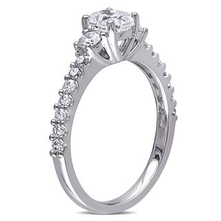 1.22 CT. T.W. Cushion-Cut Diamond Three Stone Engagement Ring in 14K White Gold