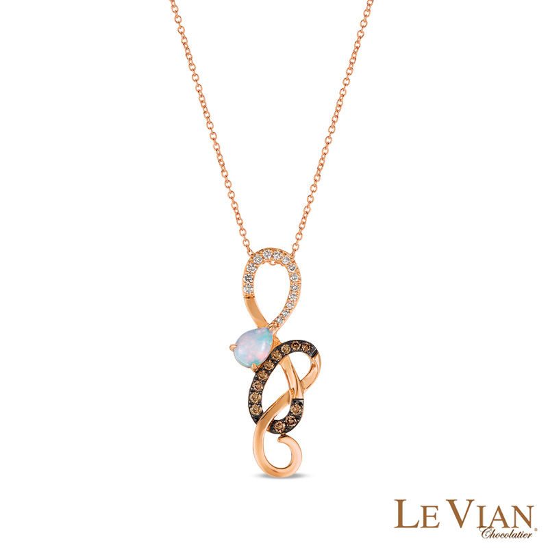 Le Vian® Neapolitan Opal™ and 0.34 CT. T.W. Diamond Loop Pendant in 14K Strawberry Gold™|Peoples Jewellers