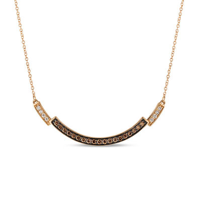 Le Vian Chocolate Diamonds® 0.35 CT. T.W. Diamond Curved Bar Necklace in 14K Strawberry Gold™