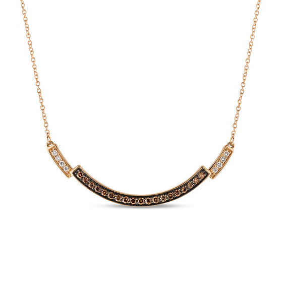 Le Vian Chocolate Diamonds® 0.35 CT. T.W. Diamond Curved Bar Necklace in 14K Strawberry Gold™