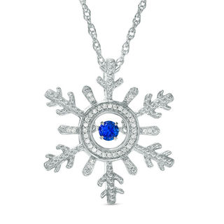 Unstoppable Love™ Lab-Created Blue Sapphire and Diamond Accent Snowflake Pendant in Sterling Silver