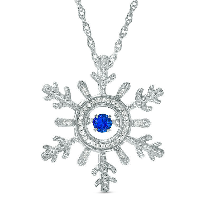 Unstoppable Love™ Lab-Created Blue Sapphire and Diamond Accent Snowflake Pendant in Sterling Silver|Peoples Jewellers
