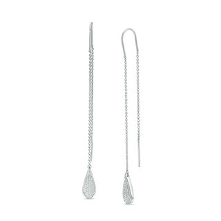 0.30 CT. T.W. Diamond Teardrop Threader Earrings in Sterling Silver