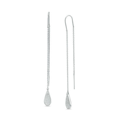 0.30 CT. T.W. Diamond Teardrop Threader Earrings in Sterling Silver