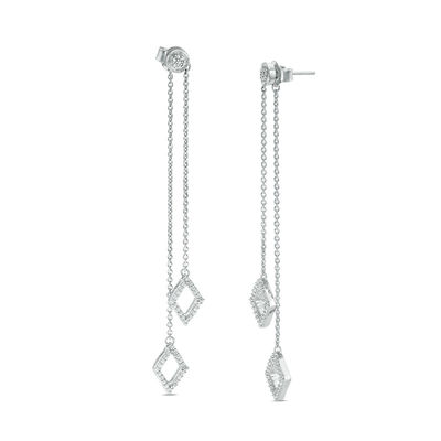 0.23 CT. T.W. Diamond Two Strand Kite Shaped Drop Earrings in 10K White Gold