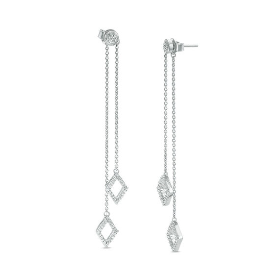 0.23 CT. T.W. Diamond Two Strand Kite Shaped Drop Earrings in 10K White Gold