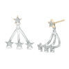 0.15 CT. T.W. Diamond Star Front/Back Earrings in Sterling Silver and 10K Gold