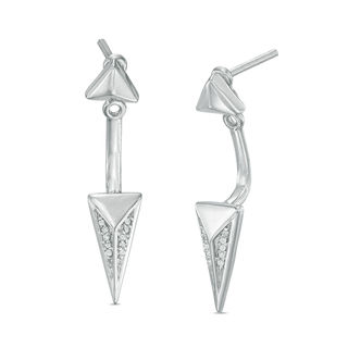 CT. T.W. Diamond Pyramid Front/Back Earrings in Sterling Silver