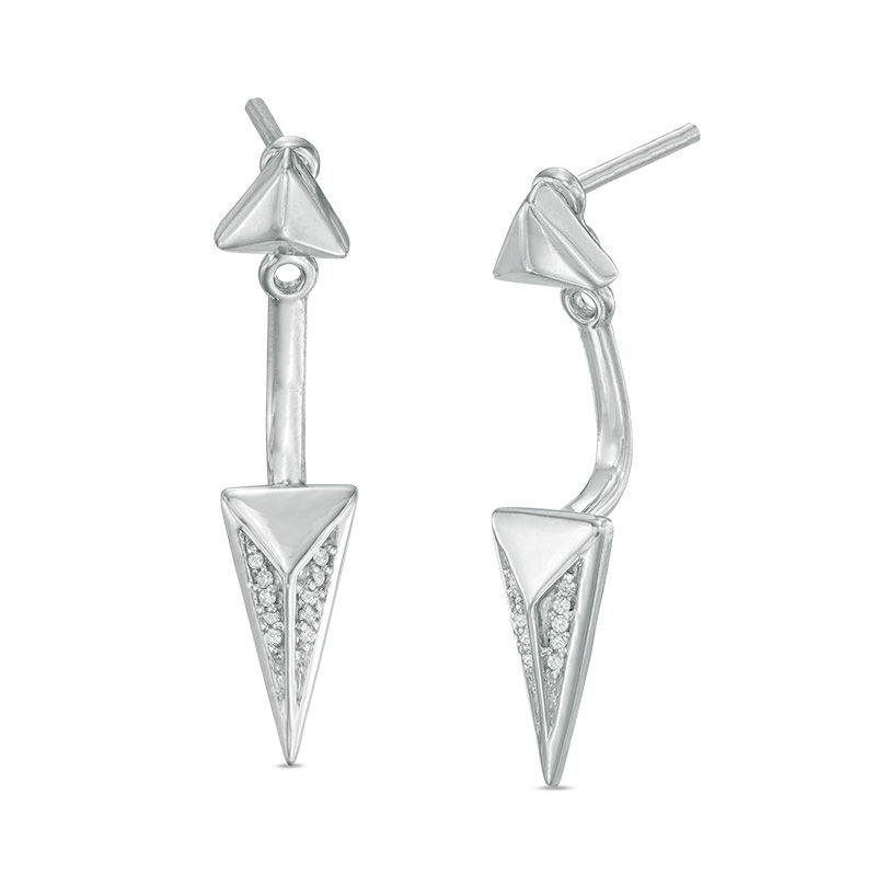 CT. T.W. Diamond Pyramid Front/Back Earrings in Sterling Silver|Peoples Jewellers