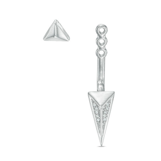 CT. T.W. Diamond Pyramid Front/Back Earrings in Sterling Silver