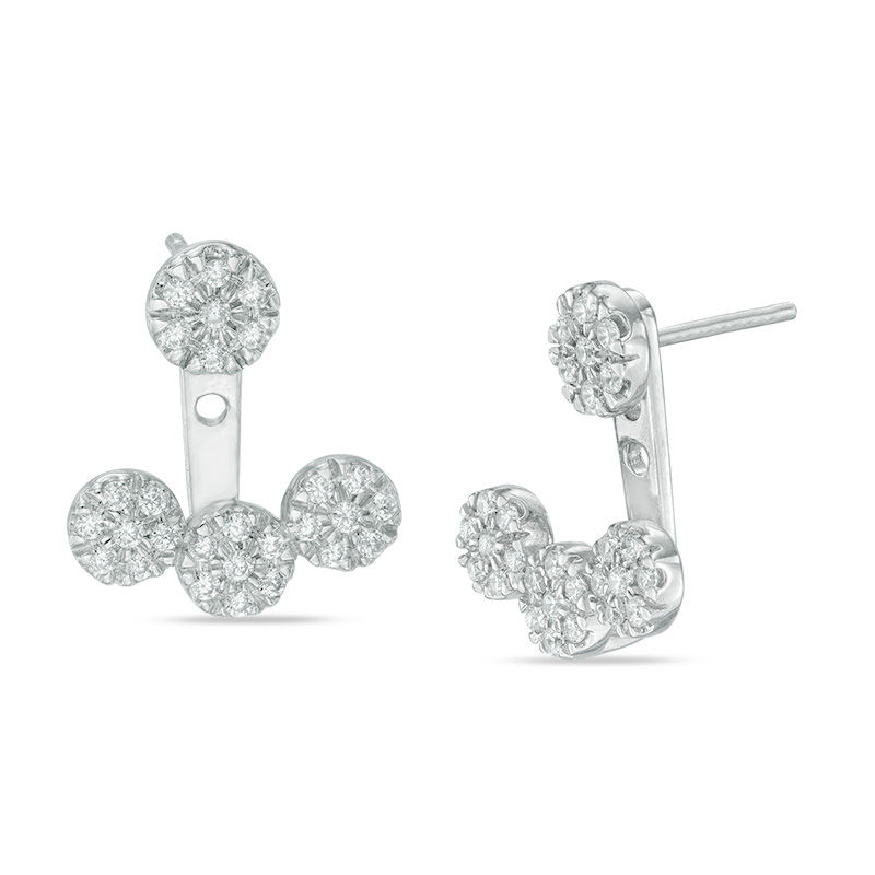 0.45 CT. T.W. Diamond Circle Front/Back Earrings in Sterling Silver|Peoples Jewellers