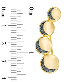 0.18 CT. T.W. Black Diamond Four Moon Crawler Earrings in Sterling Silver and 14K Gold Plate