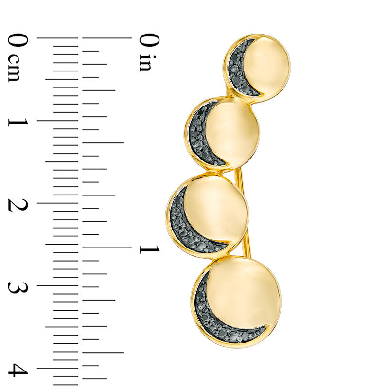 0.18 CT. T.W. Black Diamond Four Moon Crawler Earrings in Sterling Silver and 14K Gold Plate|Peoples Jewellers