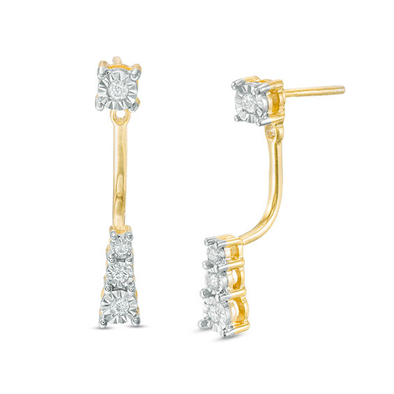 0.15 CT. T.W. Diamond Vertical Front/Back Earrings in 10K Gold