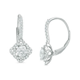 1.38 CT. T.W. Certified Canadian Diamond Kite-Shaped Scalloped Frame Drop Earrings in 14K White Gold (I/I2)