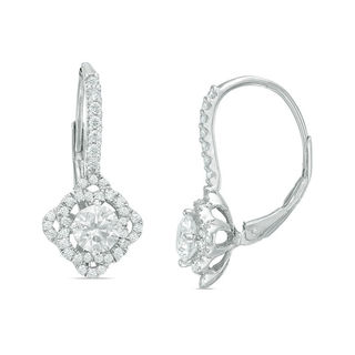 1.38 CT. T.W. Certified Canadian Diamond Kite-Shaped Scalloped Frame Drop Earrings in 14K White Gold (I/I2)