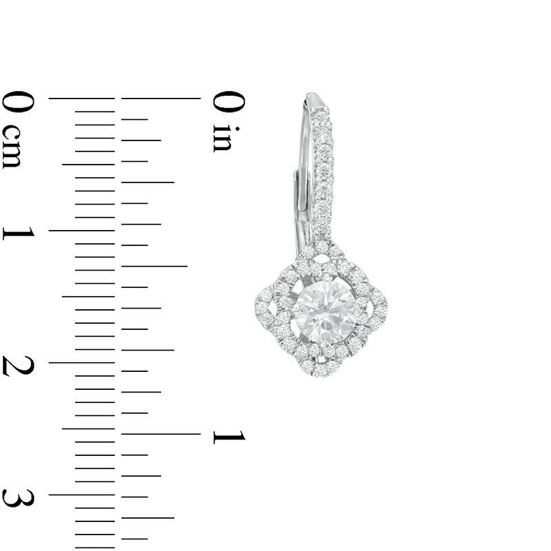 Main Image 2 of 1.38 CT. T.W. Certified Canadian Diamond Kite-Shaped Scalloped Frame Drop Earrings in 14K White Gold (I/I2)