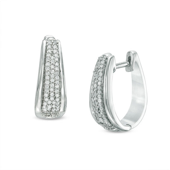 0.30 CT. T.W. Diamond Hoop Earrings with in Sterling Silver