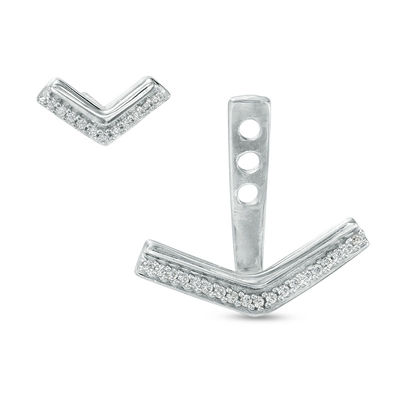 0.11 CT. T.W. Diamond Chevron Front/Back Earrings in Sterling Silver