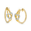 Thumbnail Image 1 of 0.11 CT. T.W. Diamond Heart Woven Hoop Earrings in Sterling Silver and 14K Gold Plate